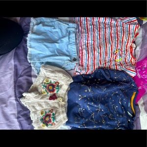 (2) 4T Shorts & (1)Shirt, (1) sweater